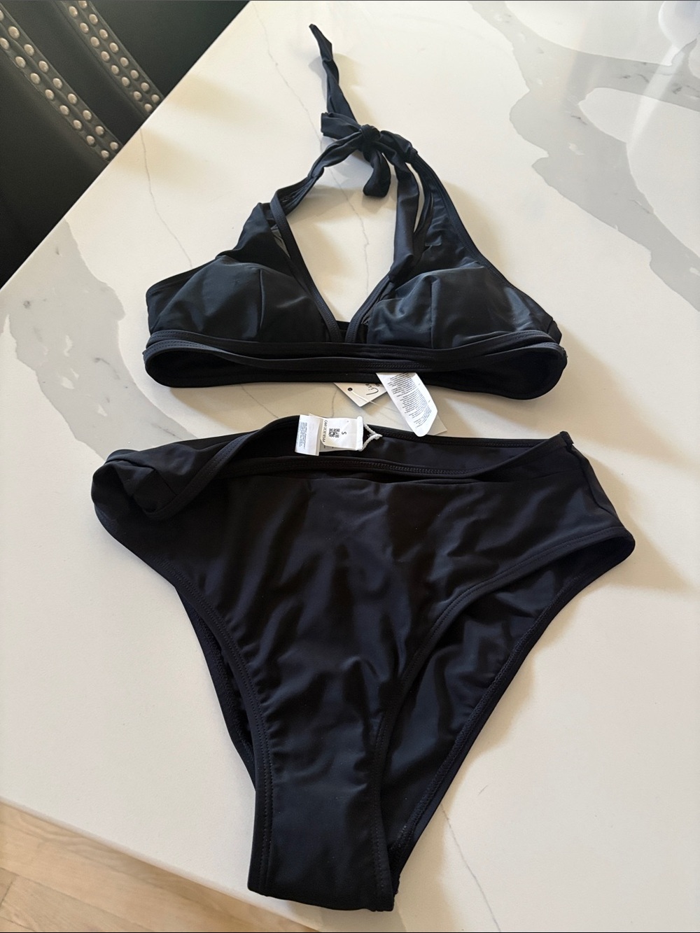 Cupshe Black Halter Triangle Bikini Set